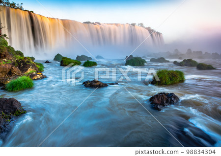Iguacu falls on Argentina Side from southern Brazil side, South America Iguacu falls on Argentina Side from southern Brazil side, South America 98834304