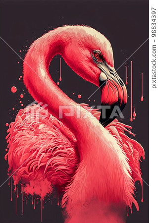 Pink flamingo bird. Generative Ai Pink flamingo bird. Generative Ai 98834397