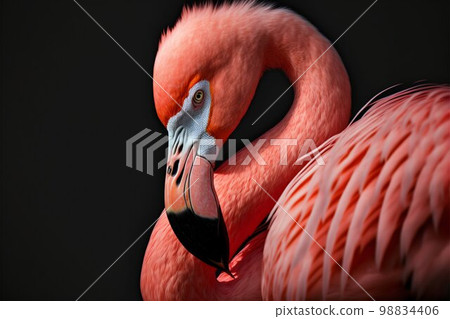 Pink flamingo bird. Generative Ai 98834406