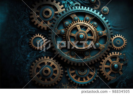 Mechanical gears mechanics. Generative Ai. 98834505