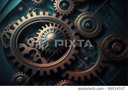Mechanical gears mechanics. Generative Ai. Mechanical gears mechanics. Generative Ai. 98834507