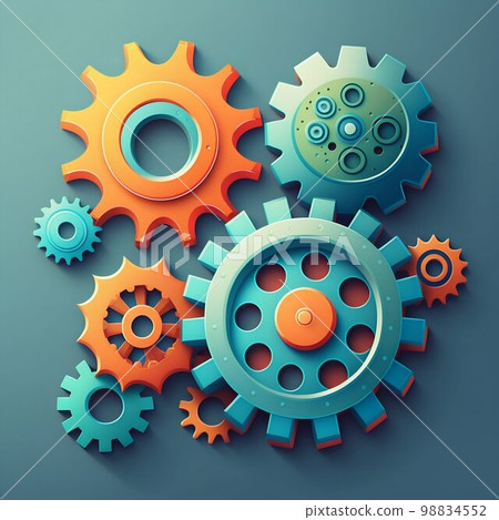 Mechanical gears mechanics. Generative Ai. 98834552