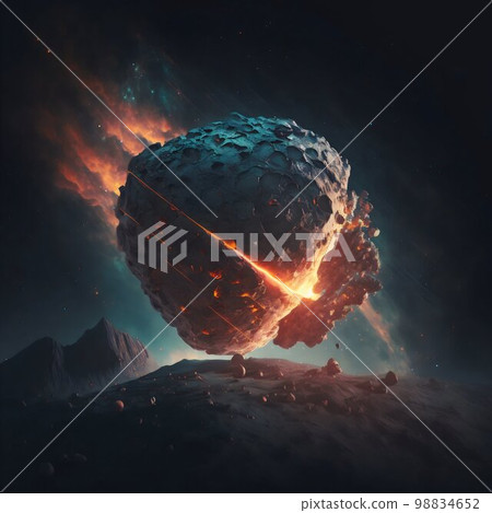 Asteroid flying in space. Generative AI Asteroid flying in space. Generative AI 98834652