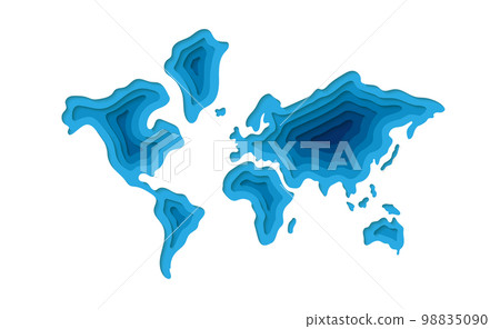 World 3d symbol in paper cut style. Earth silhouette illustration design. Earth map cut out of paper banner. Illustration for website design World 3d symbol in paper cut style. Earth silhouette illustration design. Earth map cut out of paper banner. Illustration for website design 98835090