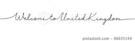 Welcome to United Kingdom - word with continuous one line. Minimalist phrase illustration. United Kingdom country - continuous one line illustration. 98835149