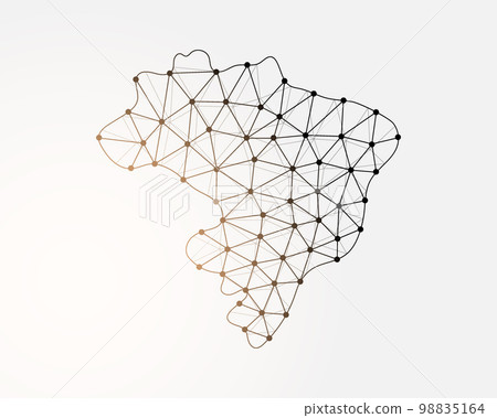 Brazil low poly symbol with connected dots. Brazil map design vector illustration. Country map polygonal wireframe illustration for website design Brazil low poly symbol with connected dots. Brazil map design vector illustration. Country map polygonal wireframe illustration for website design 98835164