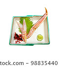 Leg crab Japanese food on square dish isolated white background 98835440