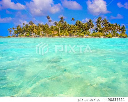 Bora Bora Tropical paradise, Idyllic turquoise beach in French Polynesia, Tahiti 98835831