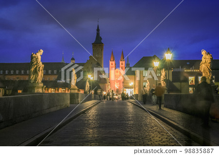 Wurzburg alte bridge at night, Franconia, Northern Bavaria, Germany Wurzburg alte bridge at night, Franconia, Northern Bavaria, Germany 98835887