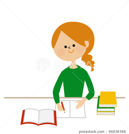 Image illustration material of working women and housewives studying qualifications etc. 98836366