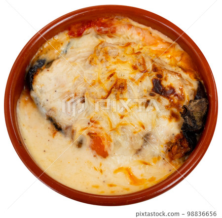 Just cooked eggplant stuffed with meat and vegetables Just cooked eggplant stuffed with meat and vegetables 98836656