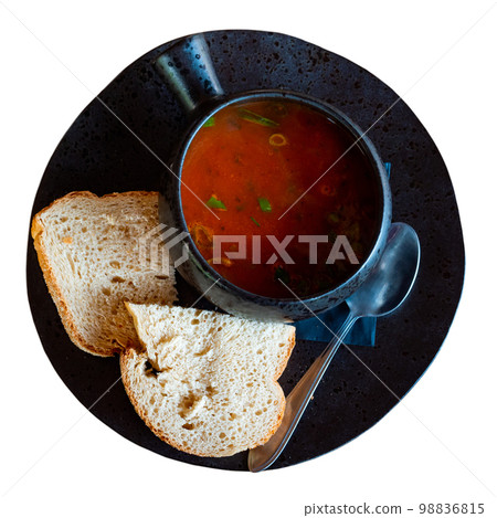 Portion of just cooked tomato soup Portion of just cooked tomato soup 98836815