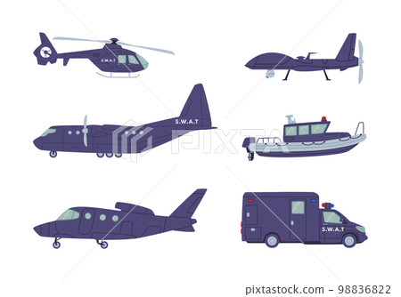 SWAT Vehicle or Rescue Vehicle and Police Tactical Unit Vector Set 98836822