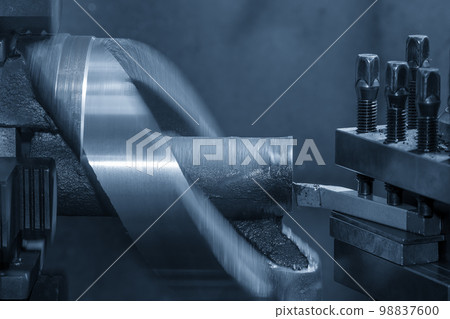 The operation of lathe machine. cutting the cast iron material parts. The operation of lathe machine. cutting the cast iron material parts. 98837600