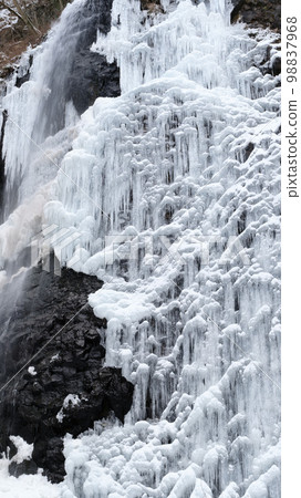 A view of the frozen Shirai Falls in Ehime Prefecture, Japan due to the cold weather 98837968