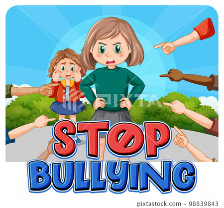 Stop Bullying text with cartoon character 98839843