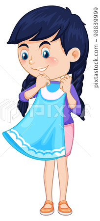 Cute girl trying on a dress Cute girl trying on a dress 98839999