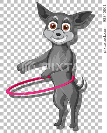 Chihuahua dog cartoon character with hula hoop Chihuahua dog cartoon character with hula hoop 98840001