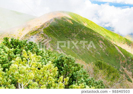 Climbing Yatsugatake in Nagano Prefecture: The head of the pedestal seen from the summit of Mt. Yokodake 98840503