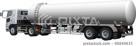 Large gas tank truck cutout image illustration of a two-axle tractor and a silver two-axle trailer Large gas tank truck cutout image illustration of a two-axle tractor and a silver two-axle trailer 98840635
