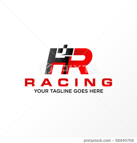 Letter or word HR sans serif font with Speed image graphic icon logo design abstract concept vector stock. Can be used as a symbol related to racing or initial 98840708