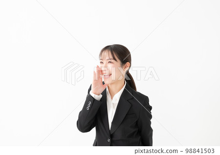 Business woman suit cheering 98841503