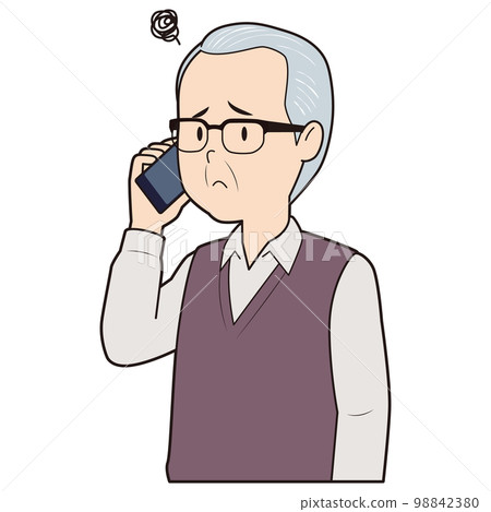 Senior man having trouble with the phone Senior man having trouble with the phone 98842380