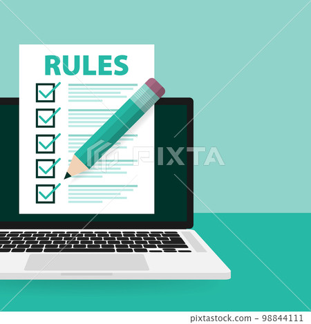 Rules, Checklist with requirements. Principles and strategy. Vector illustration. 98844111
