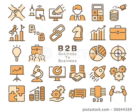 B2B (Business to Business) colorful line icon set 98844389