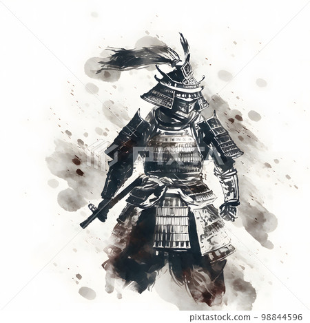 Samurai dressed in armor drawn with sumi "AI generated image" 98844596