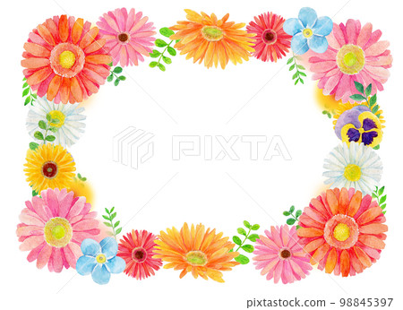 Girly frame surrounded by flowers Girly frame surrounded by flowers 98845397