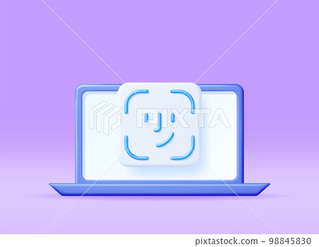 3D Face Recognition Icon on Laptop 98845830