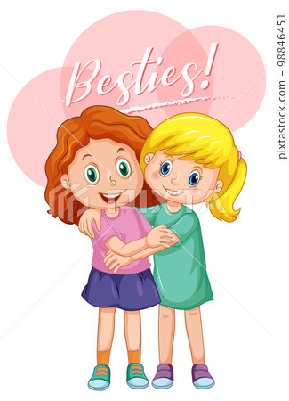 Best friend girls cartoon character with besties 98846451