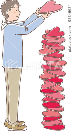 Happy Valentine _ stacking hearts _ young men 98846624