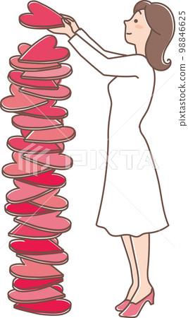 情人節快樂_一堆紅心_年輕女人 情人節快樂_一堆紅心_年輕女人 98846625