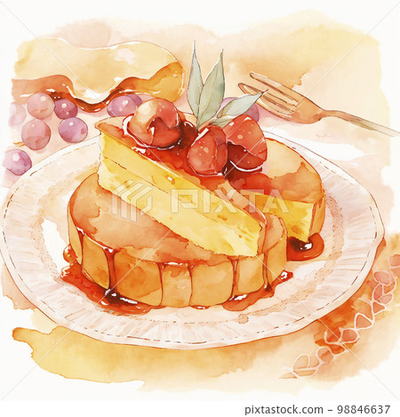 Hot cake with plenty of maple syrup "AI generated image" 98846637