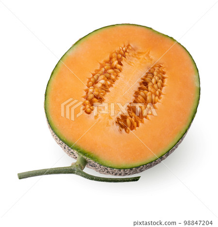 cantaloupe melon isolated on a white background cantaloupe melon isolated on a white background 98847204