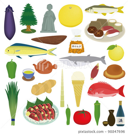 Illustrations of famous things in Kochi Prefecture Illustrations of famous things in Kochi Prefecture 98847696