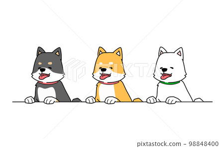 三隻柴犬前爪微笑的插圖 三隻柴犬前爪微笑的插圖 98848400