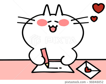 Illustration material of a cat writing a love letter Illustration material of a cat writing a love letter 98848852