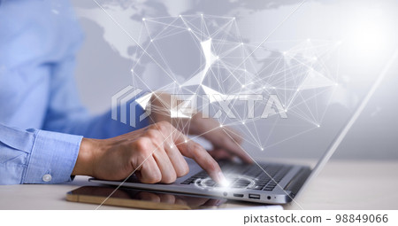 Businessman touching tablet and laptop with global network connection, Social network connection with marketing internet technology,cloud computing, Global network, future tech background, IoT concept Businessman touching tablet and laptop with global network connection, Social network connection with marketing internet technology,cloud computing, Global network, future tech background, IoT concept 98849066