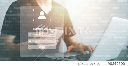 Hand touch fingerprint with virtual global with cyber security, Login, User, identification information security and encryption, secure access to users personal information, secure Internet access, Hand touch fingerprint with virtual global with cyber security, Login, User, identification information security and encryption, secure access to users personal information, secure Internet access, 98849300