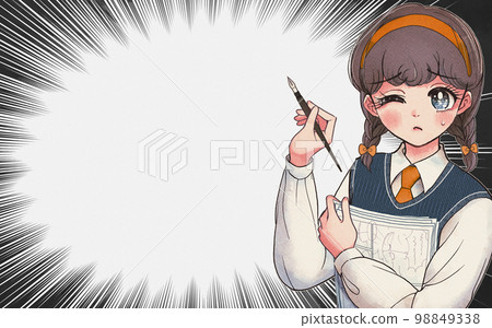 畫不好漫畫的少女插畫 眼神捕捉/集中線 畫不好漫畫的少女插畫 眼神捕捉/集中線 98849338