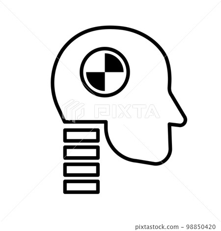 Vehicle Safety AV Dummy head for crash test. Pictogram isolated on white background. 98850420