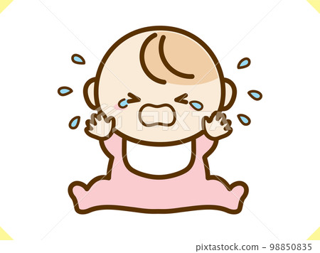 哭泣的嬰兒插畫素材baby pink 98850835