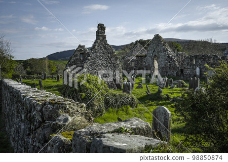 Ruins of an old abbey and cemetery in Northern Ireland 98850874