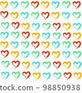 Seamless Heart Pattern On White Background. Hand Drawn Illustration. 98850938