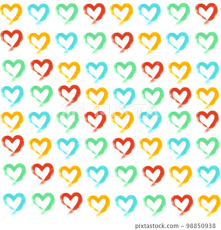 Seamless Heart Pattern On White Background. Hand Drawn Illustration. Seamless Heart Pattern On White Background. Hand Drawn Illustration. 98850938