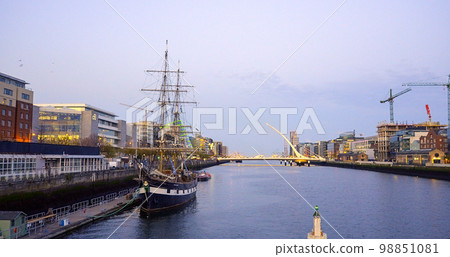 Old sailing boat on River Liffey in Dublin - travel photography Old sailing boat on River Liffey in Dublin - travel photography 98851081
