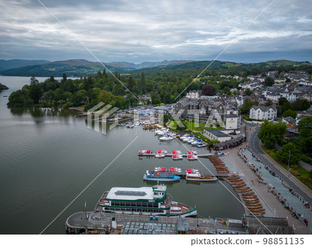 Lake Windermere at the Lake District- aerial view in the evening Lake Windermere at the Lake District- aerial view in the evening 98851135